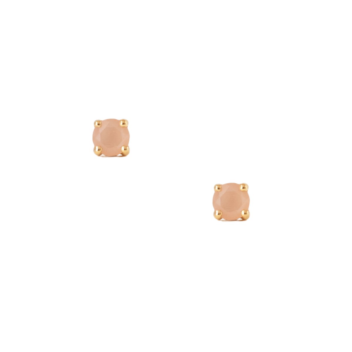 LOVE SOLITAIRE STUDS - PEACH MOONSTONE & GOLD - SO PRETTY CARA COTTER