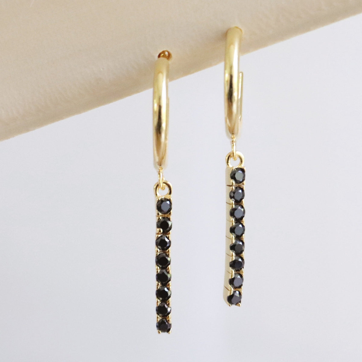 LOVE TENNIS HOOPS - BLACK CUBIC ZIRCONIA &amp; GOLD - SO PRETTY CARA COTTER