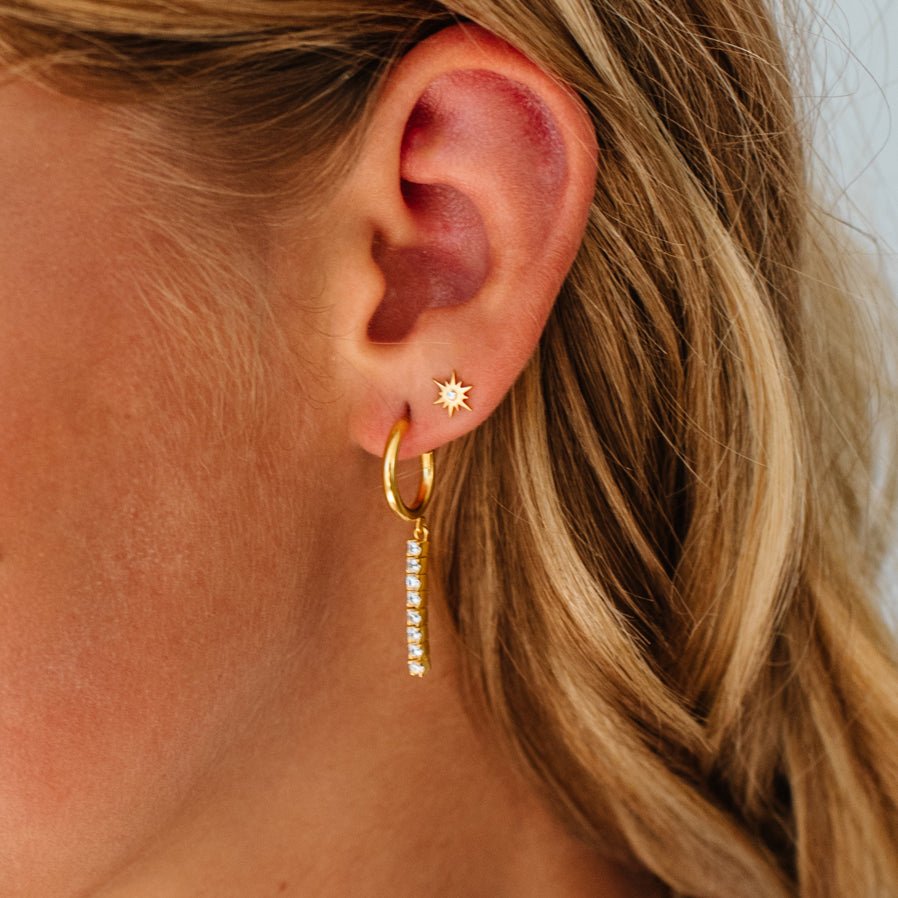 LOVE TENNIS HOOPS - CUBIC ZIRCONIA &amp; GOLD - SO PRETTY CARA COTTER