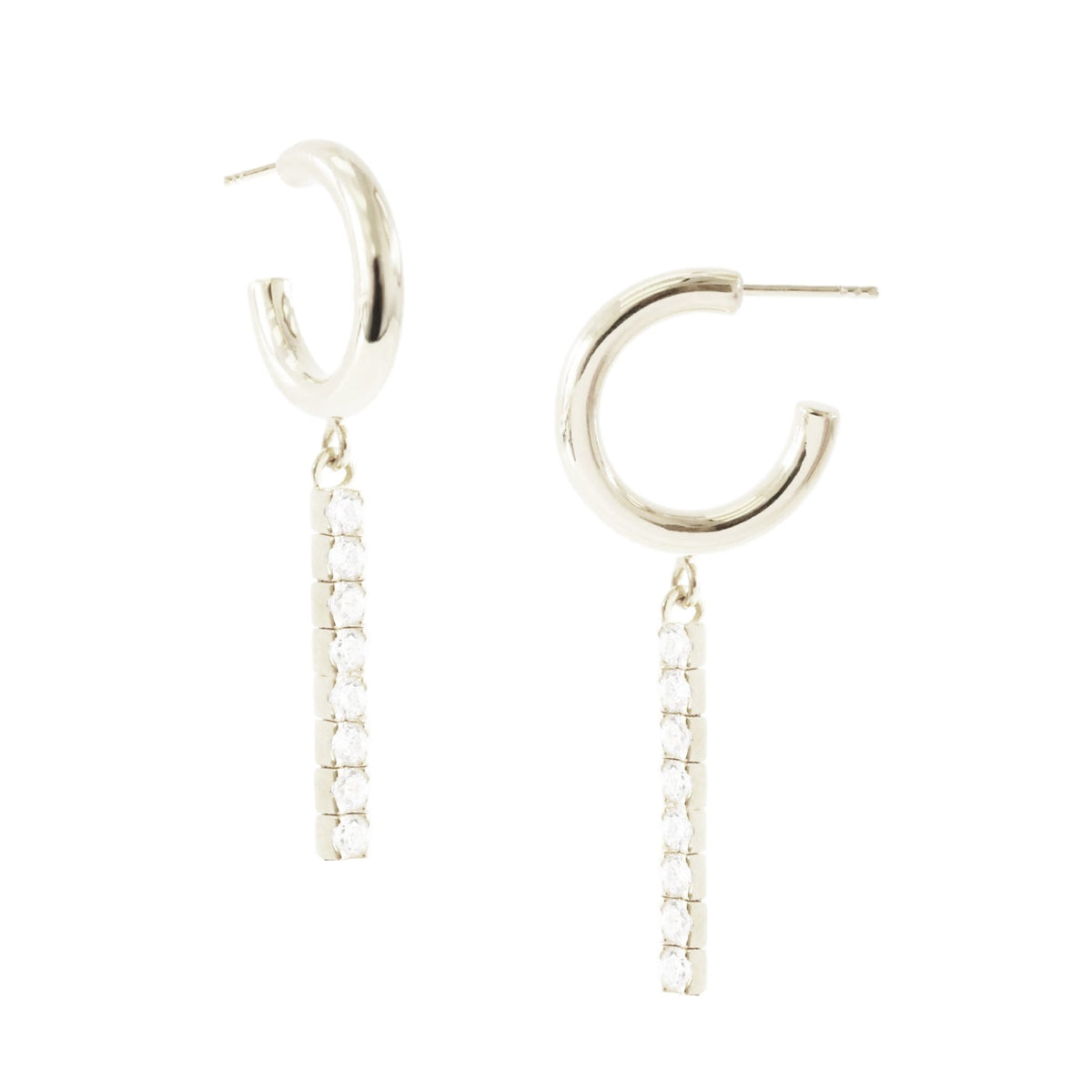 LOVE TENNIS HOOPS - CUBIC ZIRCONIA &amp; SILVER - SO PRETTY CARA COTTER