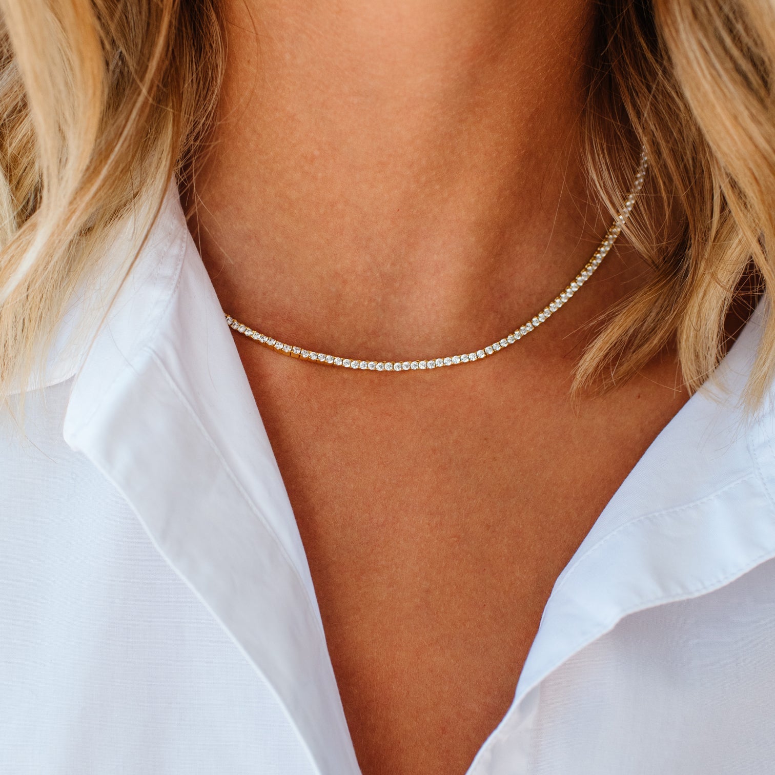 LOVE TENNIS NECKLACE - CUBIC ZIRCONIA & GOLD - SO PRETTY CARA COTTER