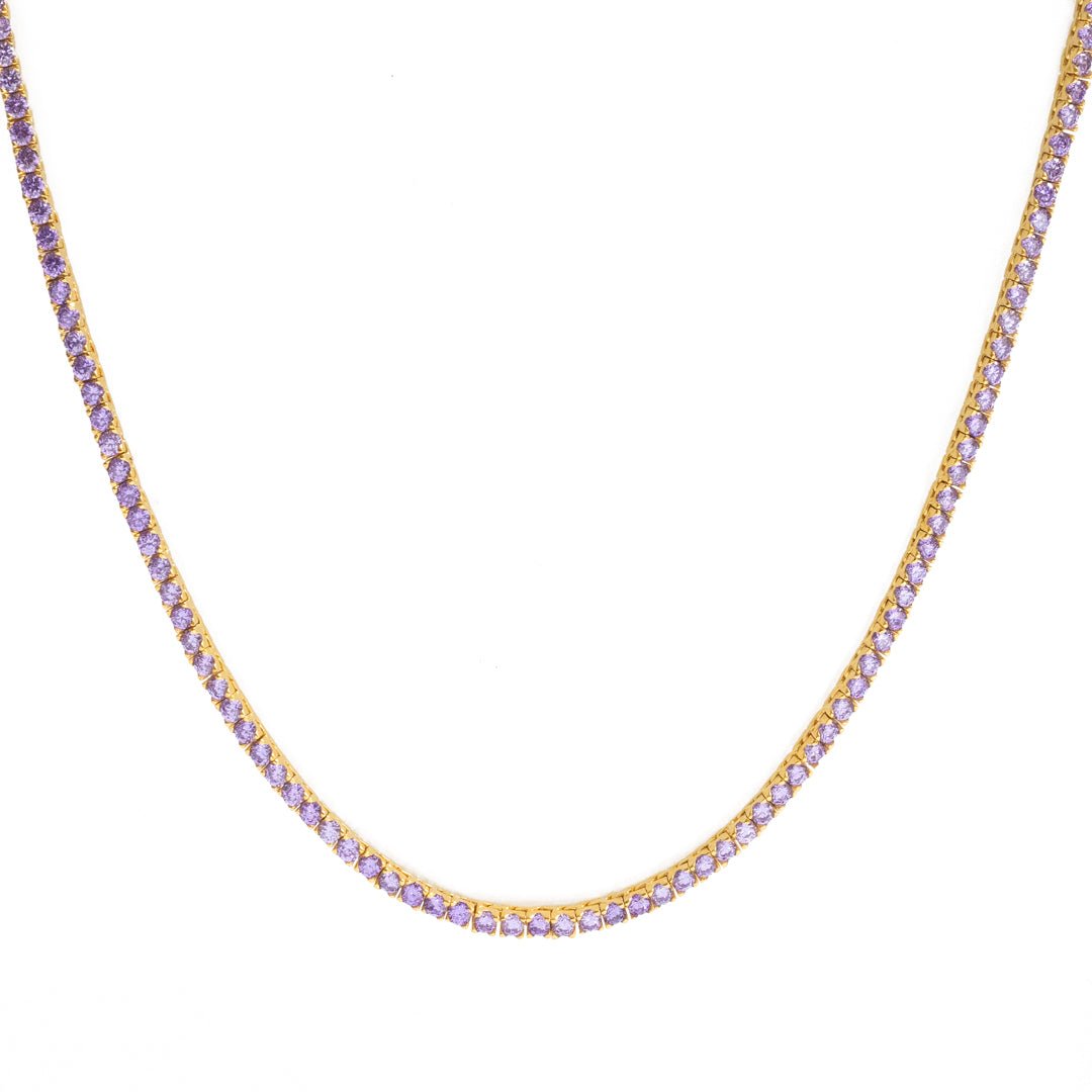 LOVE TENNIS NECKLACE - LAVENDER CUBIC ZIRCONIA & GOLD - SO PRETTY CARA COTTER