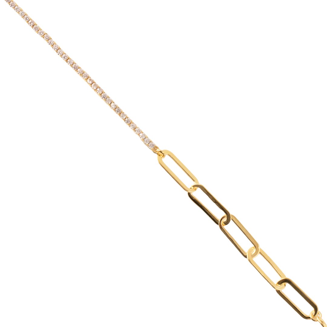 LOVE TENNIS OVAL LINK BRACELET - CUBIC ZIRCONIA &amp; GOLD - SO PRETTY CARA COTTER