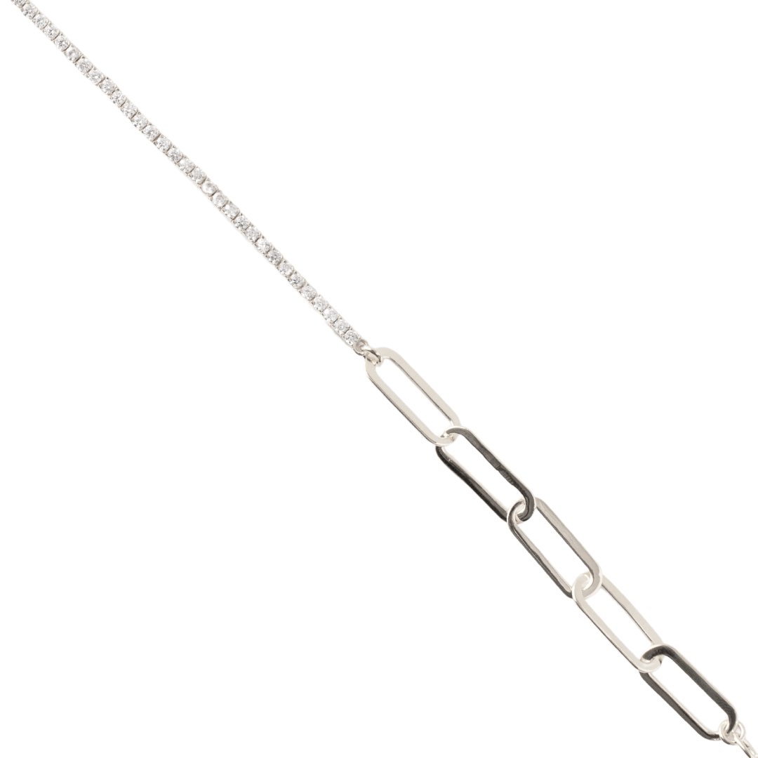 LOVE TENNIS OVAL LINK BRACELET - CUBIC ZIRCONIA & SILVER - SO PRETTY CARA COTTER