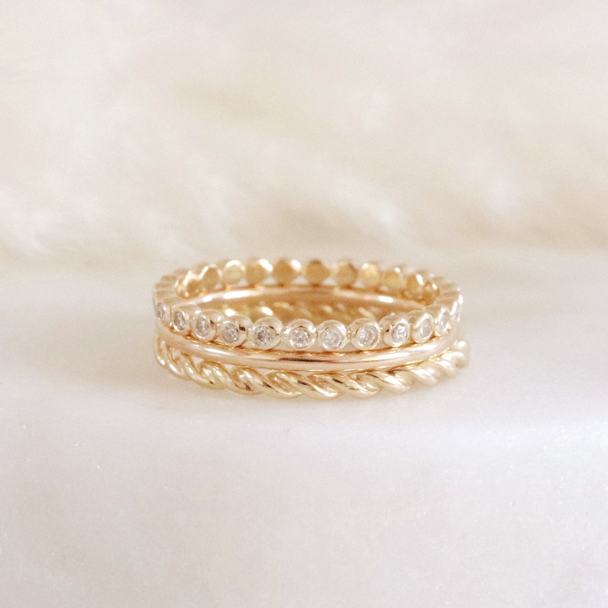 LOVE THIN DISK BAND RING - DIAMONDS &amp; SOLID 14K GOLD - SO PRETTY CARA COTTER