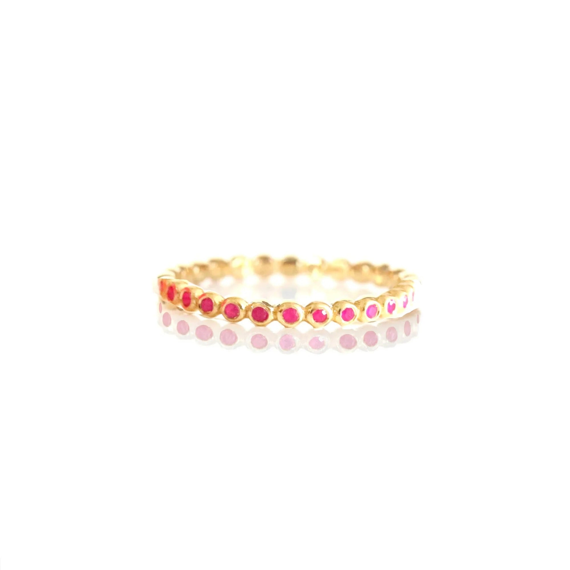 LOVE THIN DISK BAND RING - HOT PINK CHALCEDONY & GOLD - SO PRETTY CARA COTTER
