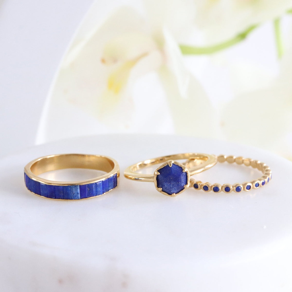 LOVE THIN DISK BAND RING - LAPIS &amp; GOLD - SO PRETTY CARA COTTER