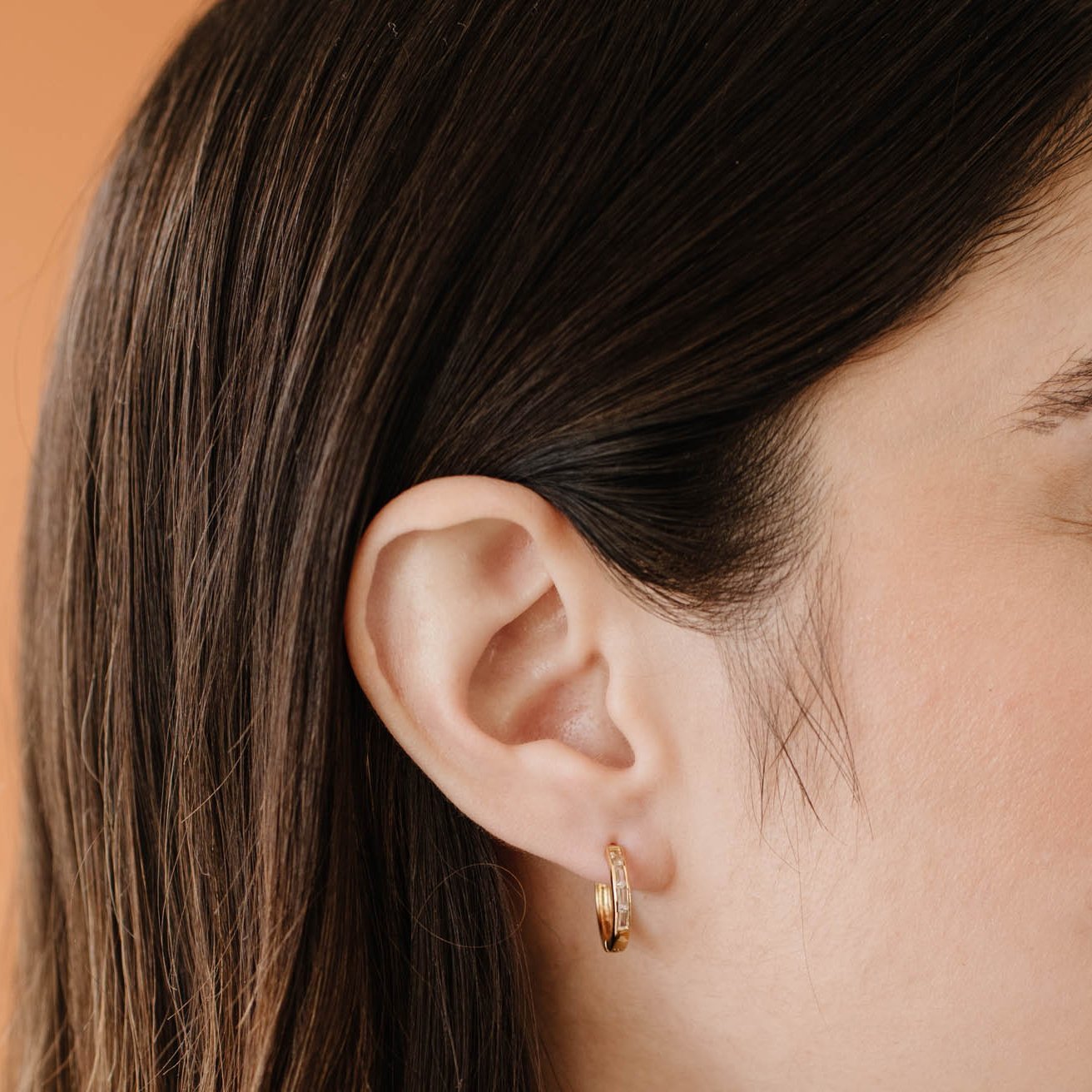 Loyal Channel Huggie Hoops - White Topaz & Gold - SO PRETTY CARA COTTER