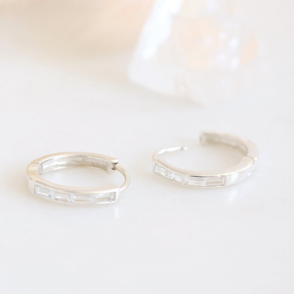 Loyal Channel Huggie Hoops - White Topaz &amp; Silver - SO PRETTY CARA COTTER