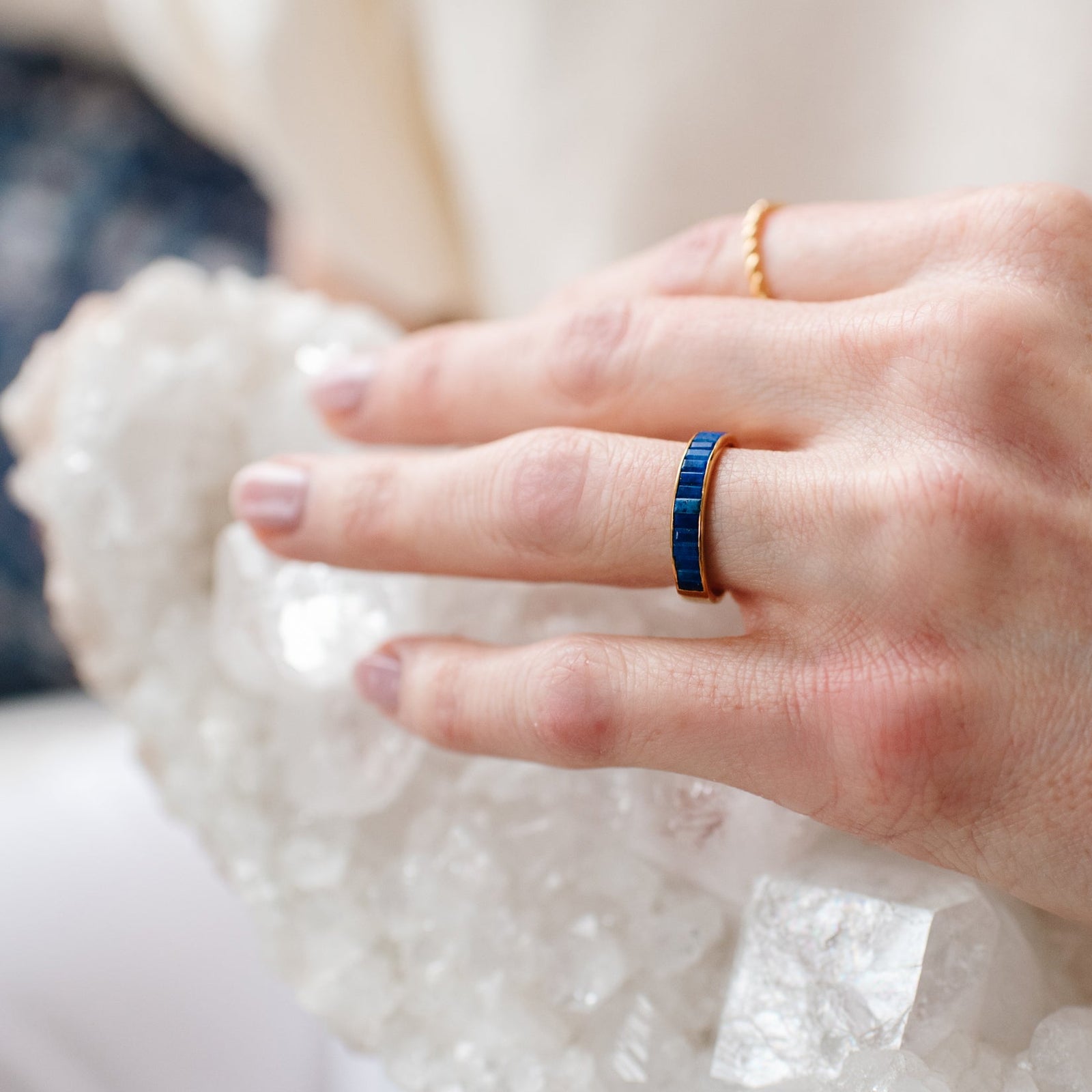 LOYAL CIGAR BAND RING - LAPIS & GOLD - SO PRETTY CARA COTTER