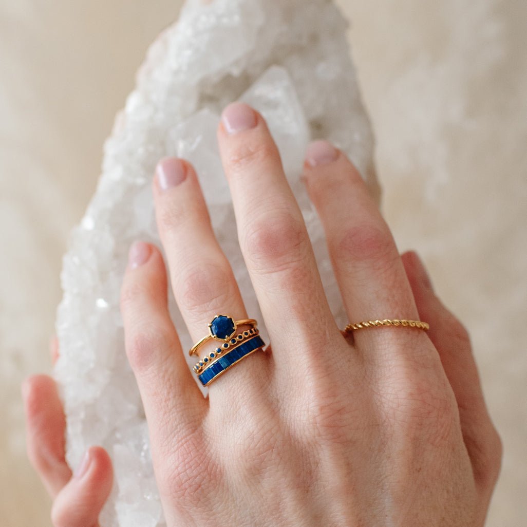 LOYAL CIGAR BAND RING - LAPIS &amp; GOLD - SO PRETTY CARA COTTER