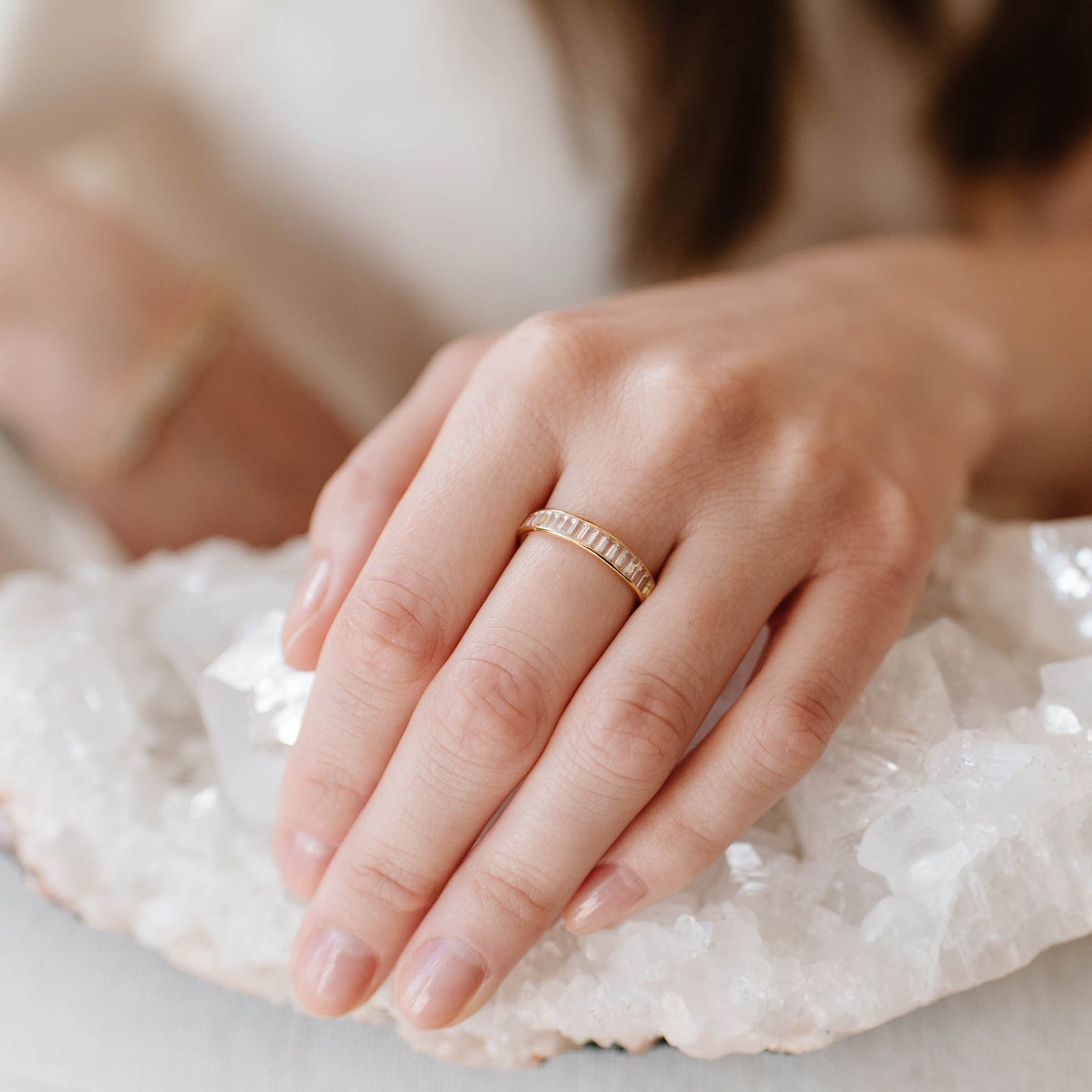 Loyal Cigar Band Ring - White Topaz & Silver - SO PRETTY CARA COTTER