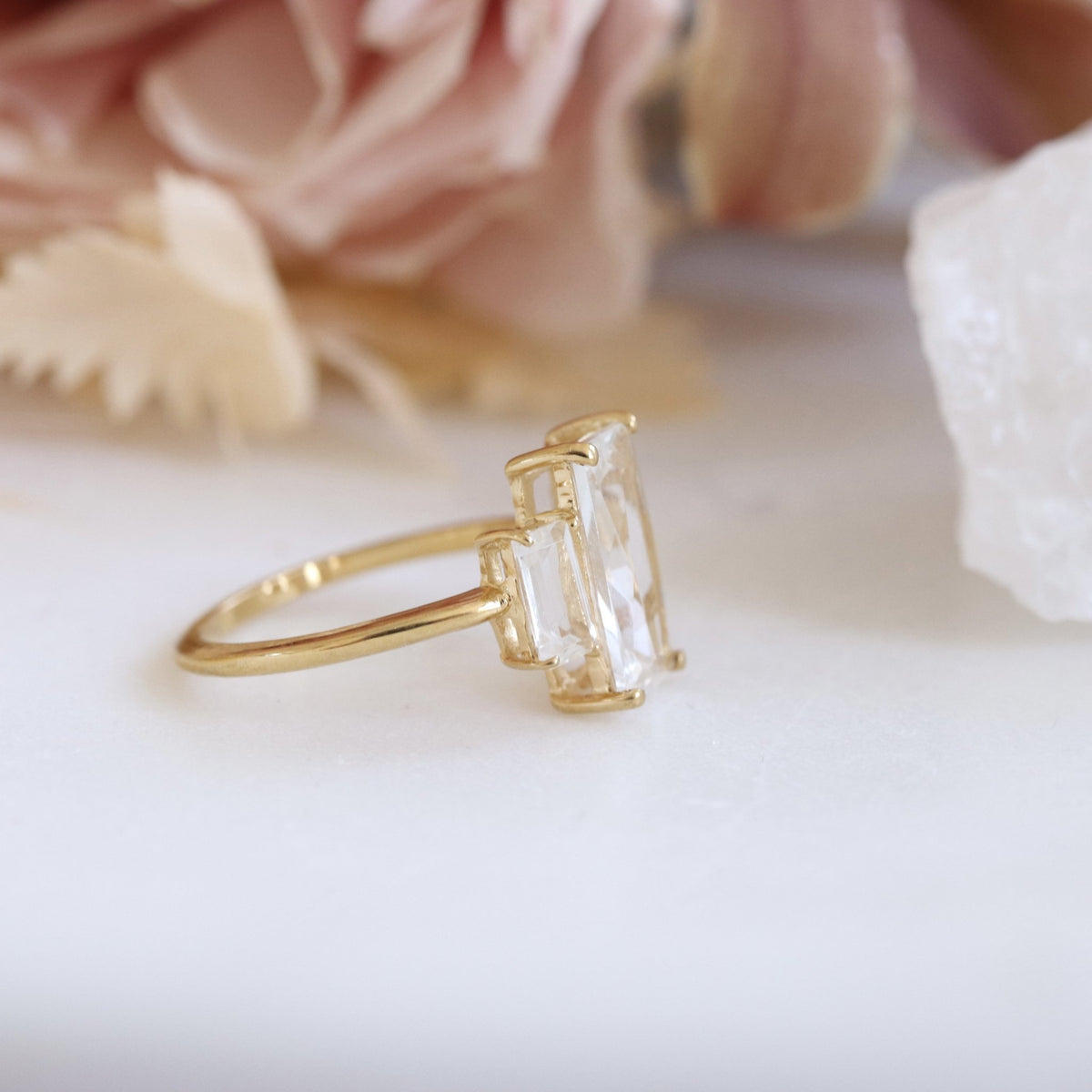 Loyal Cocktail Ring - White Topaz &amp; Gold - SO PRETTY CARA COTTER