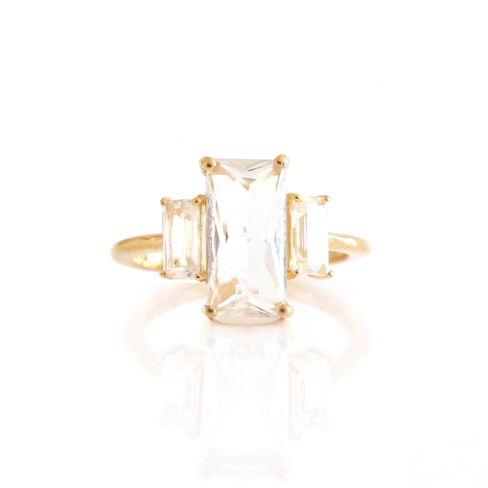 Loyal Cocktail Ring - White Topaz & Gold - SO PRETTY CARA COTTER
