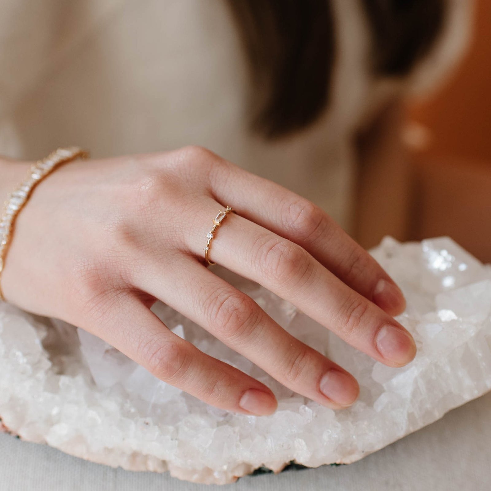 Loyal Dancing Stacking Ring - White Topaz, Cubic Zirconia & Silver - SO PRETTY CARA COTTER