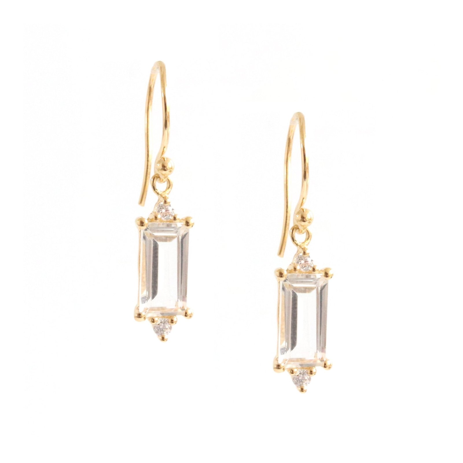 Loyal Drop Earrings - White Topaz, Cubic Zirconia & Gold - SO PRETTY CARA COTTER