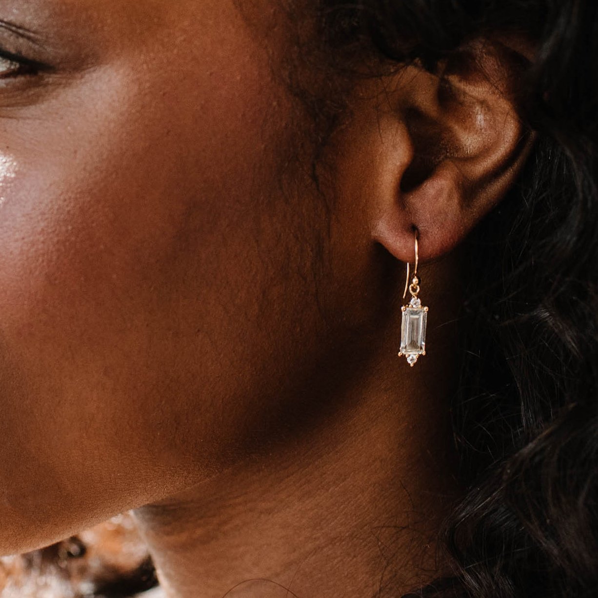 Loyal Drop Earrings - White Topaz, Cubic Zirconia & Silver - SO PRETTY CARA COTTER