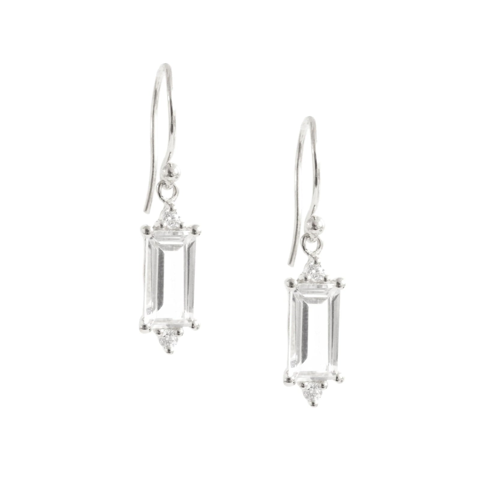 Loyal Drop Earrings - White Topaz, Cubic Zirconia & Silver - SO PRETTY CARA COTTER