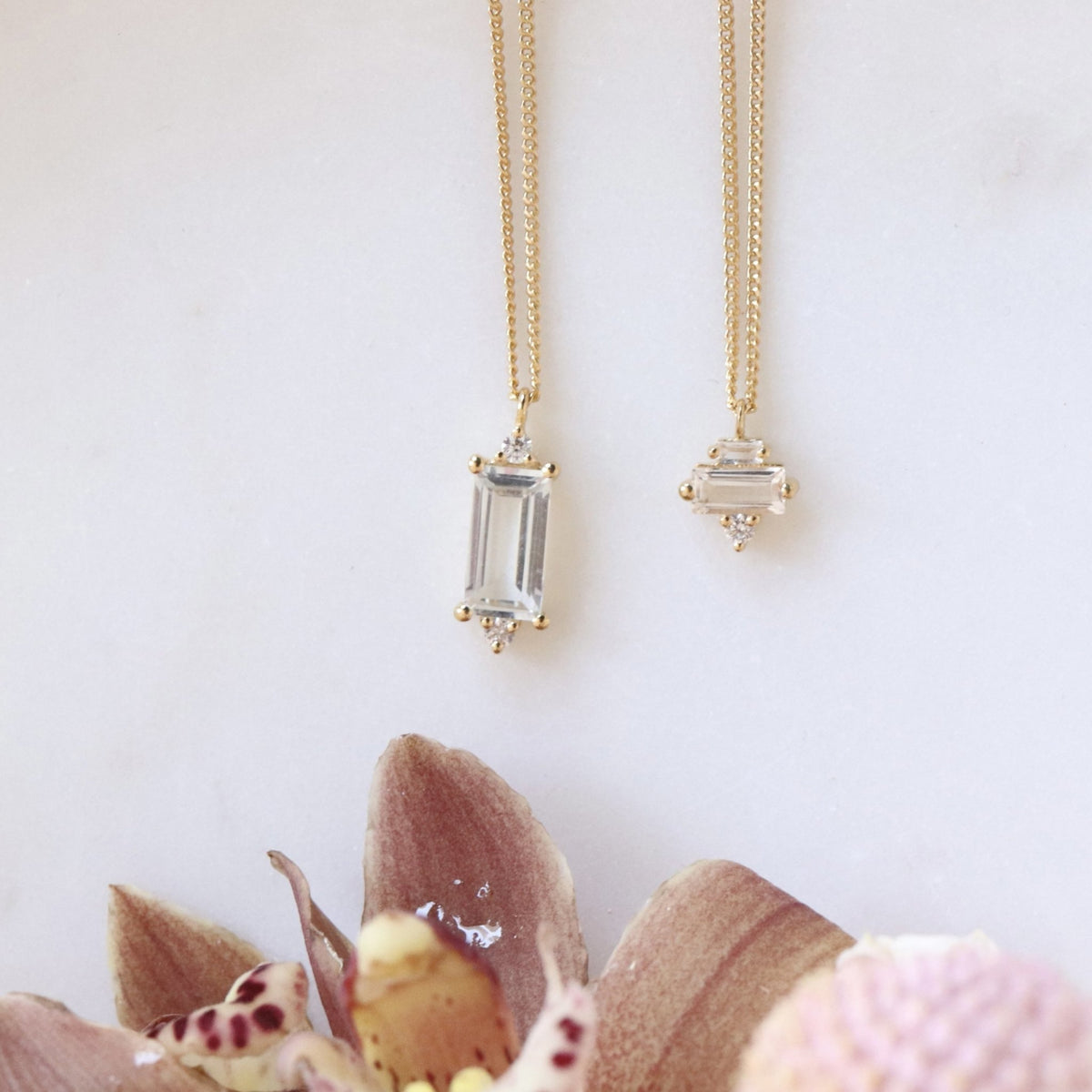 Loyal Drop Necklace - White Topaz, Cubic Zirconia &amp; Gold - SO PRETTY CARA COTTER