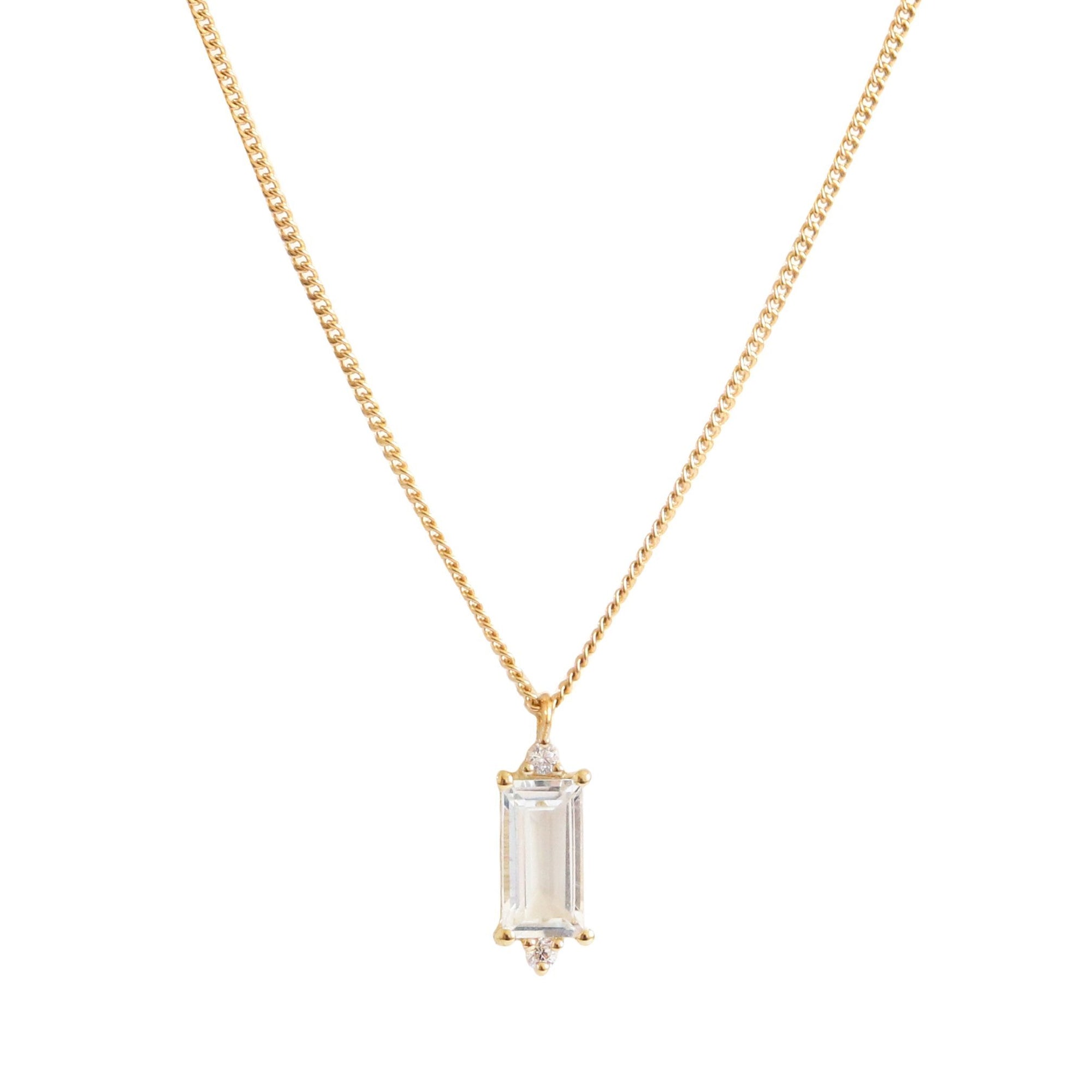 Loyal Drop Necklace - White Topaz, Cubic Zirconia & Gold - SO PRETTY CARA COTTER