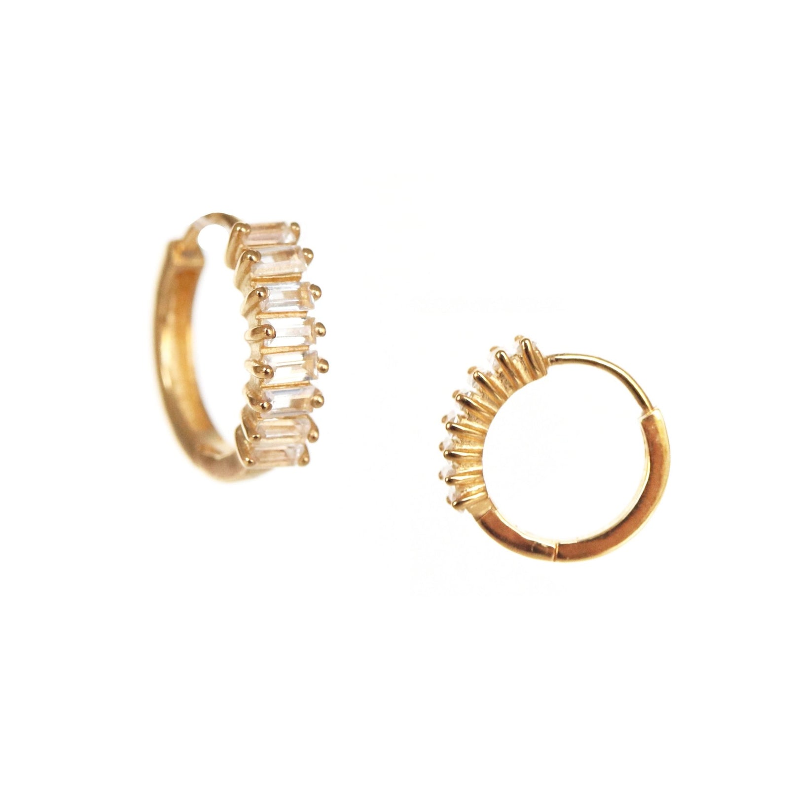 LOYAL HUGGIE HOOPS - WHITE TOPAZ & GOLD - SO PRETTY CARA COTTER
