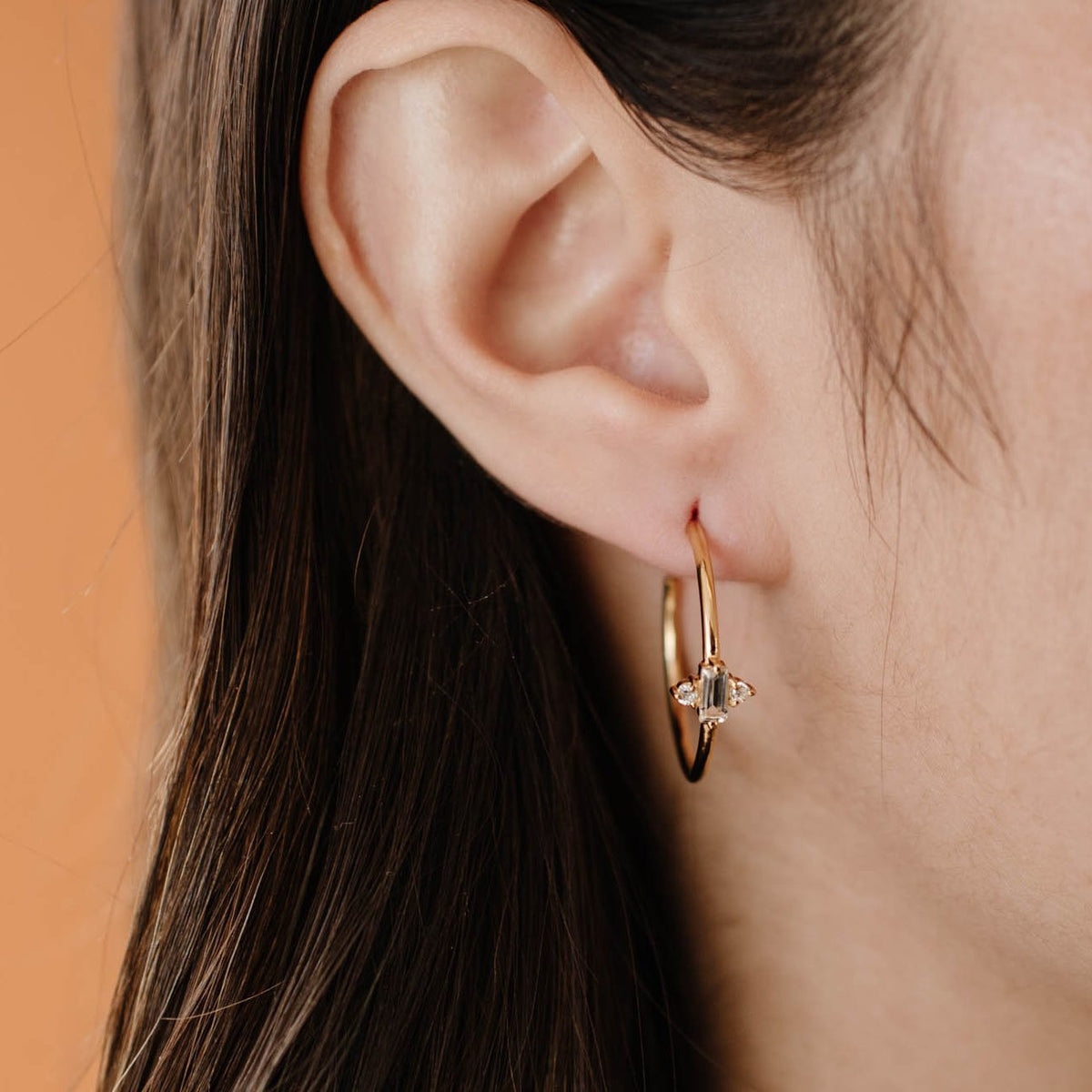 Loyal Prism Hoops - White Topaz, Cubic Zirconia &amp; Silver - SO PRETTY CARA COTTER
