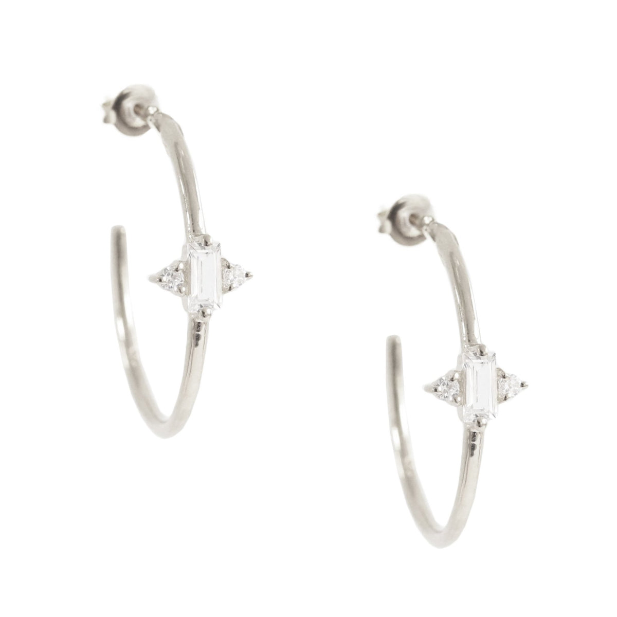 Loyal Prism Hoops - White Topaz, Cubic Zirconia &amp; Silver - SO PRETTY CARA COTTER