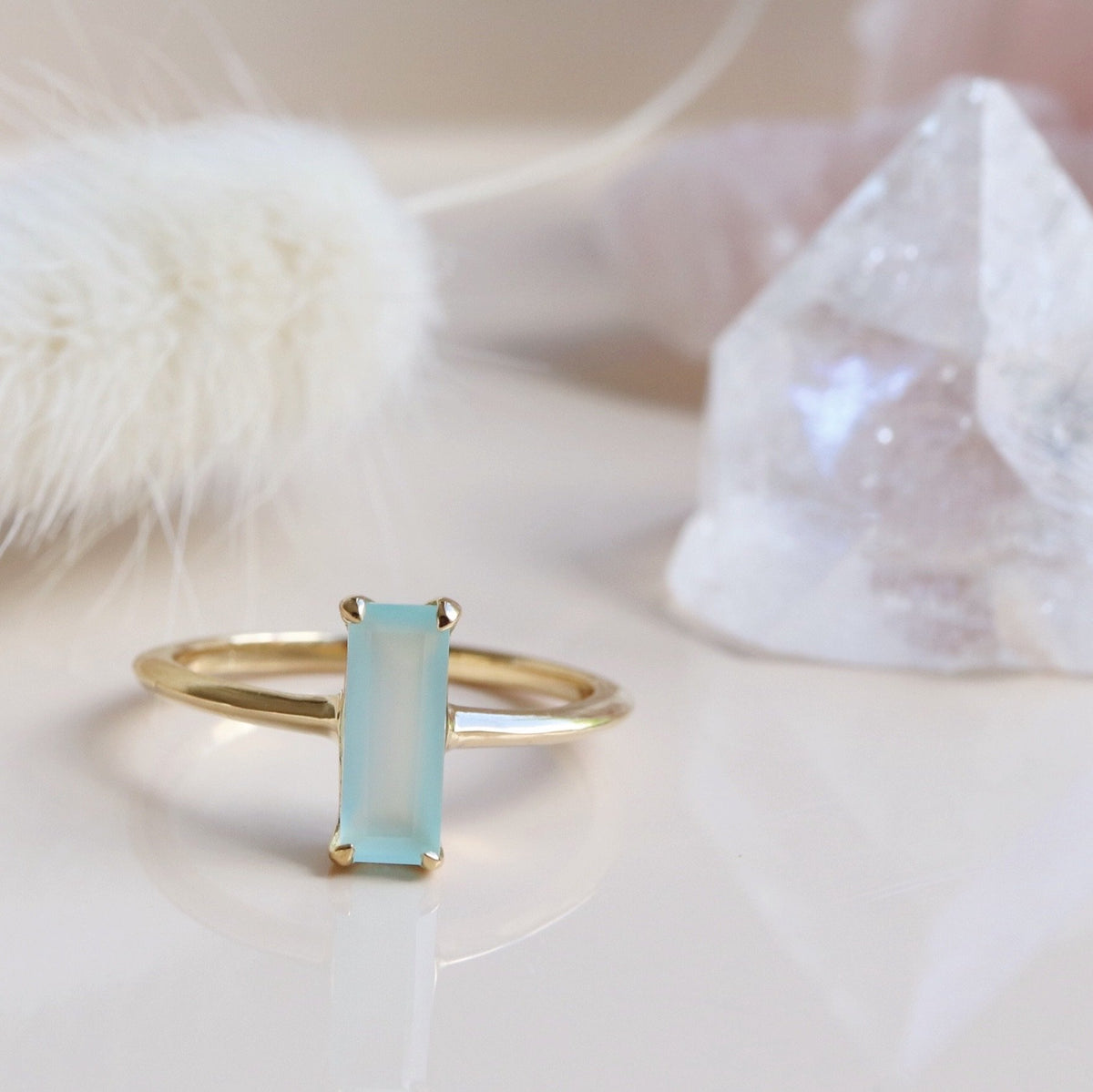 LOYAL RING AQUA CHALCEDONY &amp; GOLD - SO PRETTY CARA COTTER