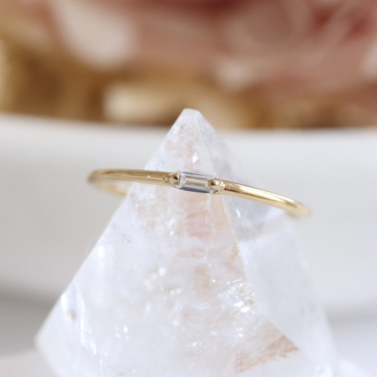 Loyal Solitaire Stacking Ring - White Topaz &amp; Gold - SO PRETTY CARA COTTER