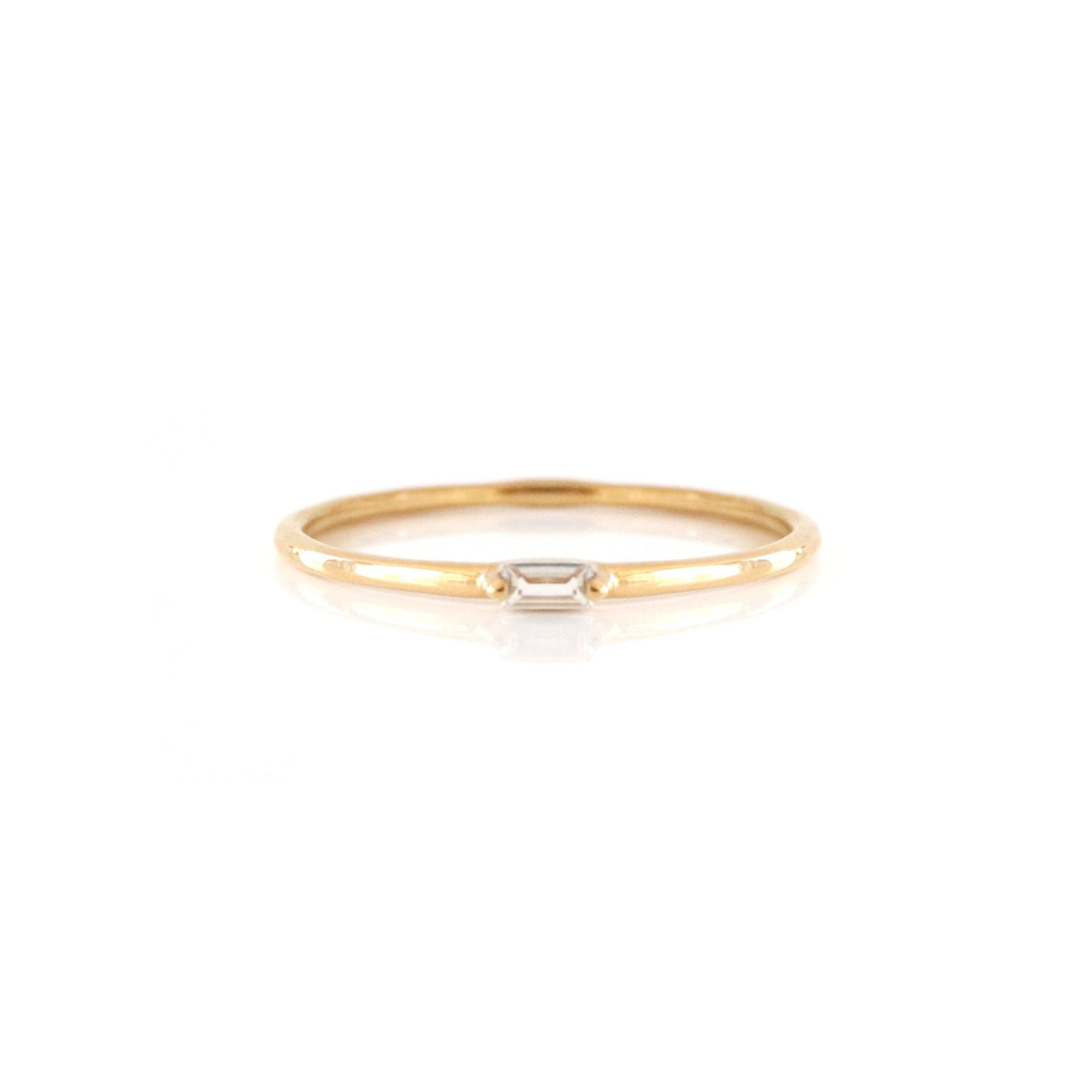 Loyal Solitaire Stacking Ring - White Topaz & Gold - SO PRETTY CARA COTTER