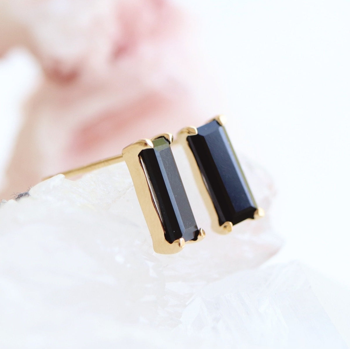 LOYAL STUD EARRINGS - BLACK ONYX &amp; GOLD - SO PRETTY CARA COTTER