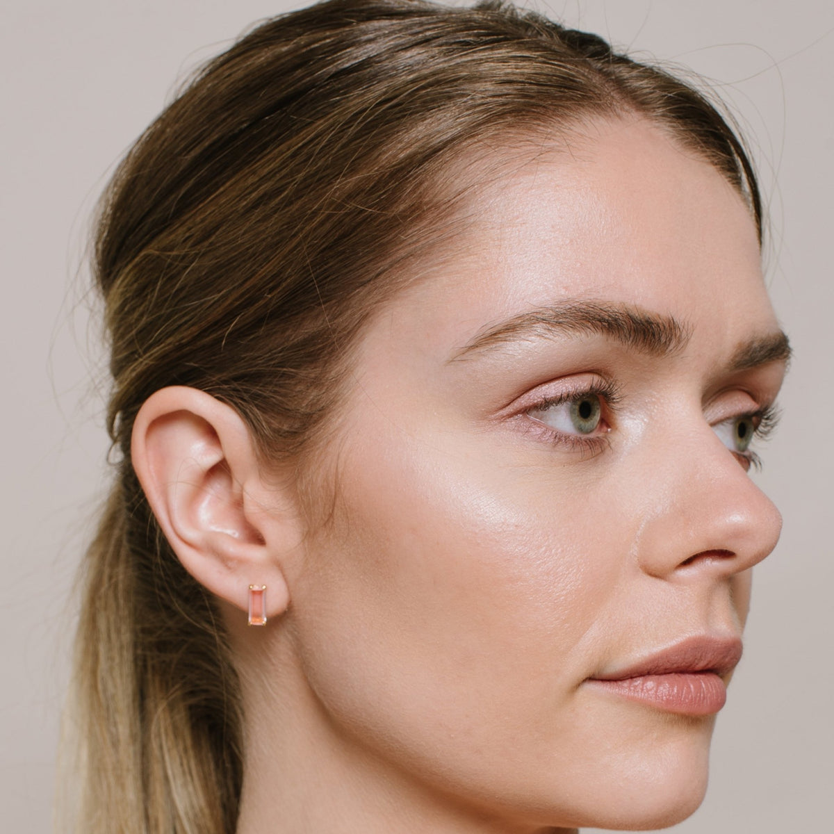 LOYAL STUD EARRINGS - PINK QUARTZ &amp; GOLD - SO PRETTY CARA COTTER