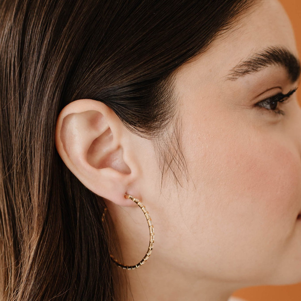 Loyal Studded Large Hoops - White Topaz &amp; Gold - SO PRETTY CARA COTTER