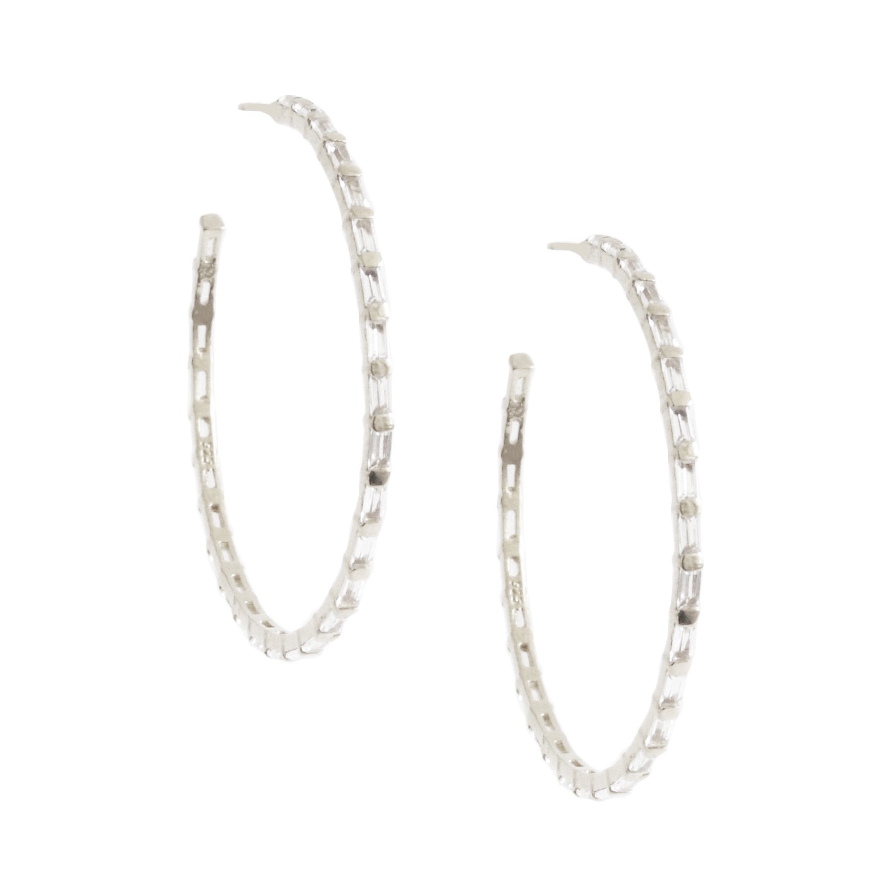 Loyal Studded Large Hoops - White Topaz & Silver - SO PRETTY CARA COTTER
