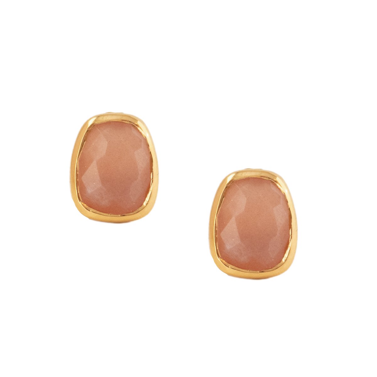 LOYAL VINTAGE STUDS - PEACH MOONSTONE & GOLD - SO PRETTY CARA COTTER