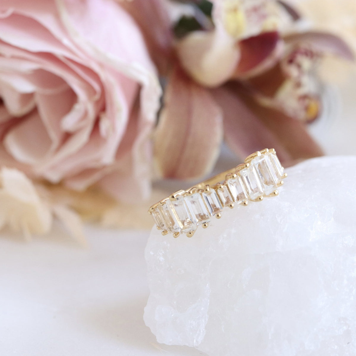 Loyal Waterfall Ring - White Topaz & Gold - SO PRETTY CARA COTTER