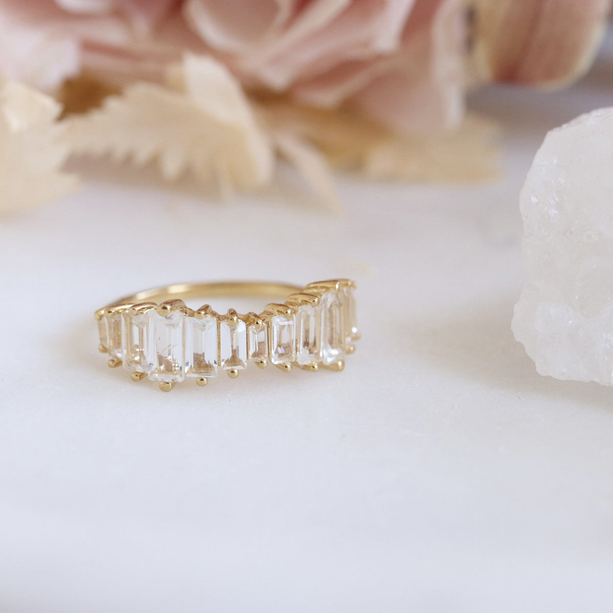 Loyal Waterfall Ring - White Topaz & Gold - SO PRETTY CARA COTTER