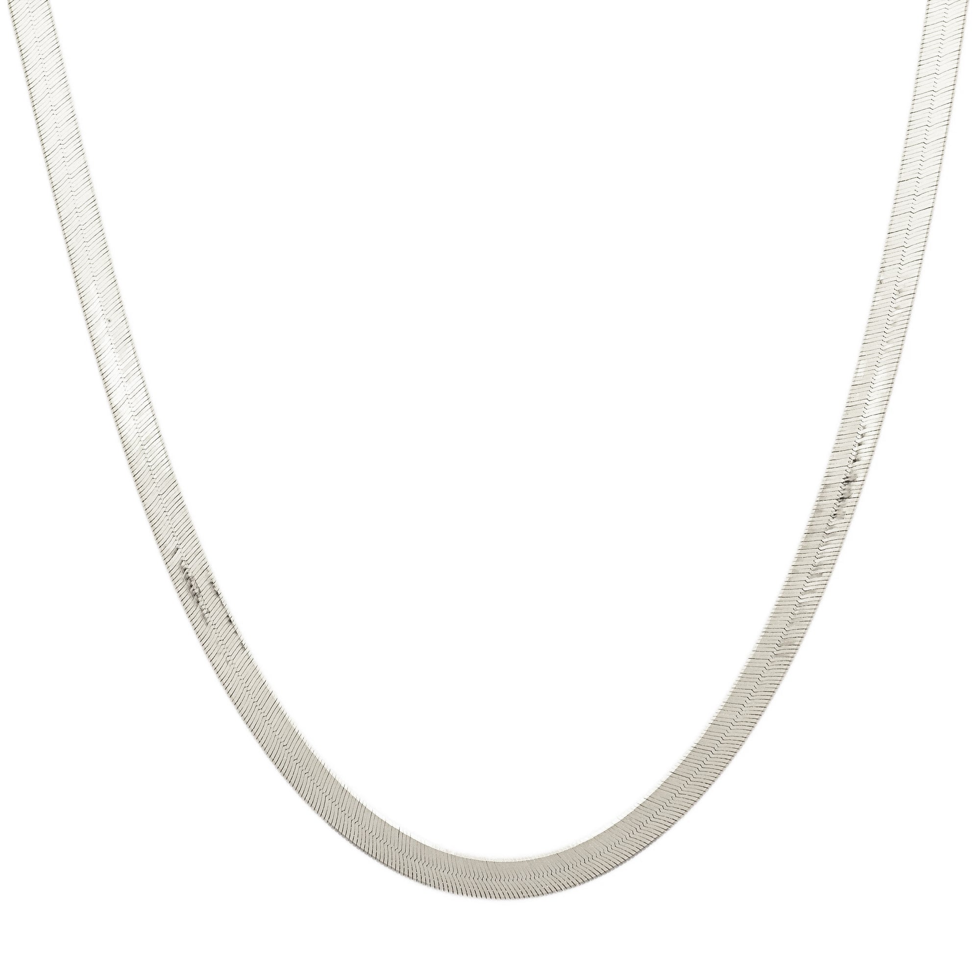 LUXE CHARMING HERRINGBONE CHAIN 16.5 - 18" NECKLACE SILVER - SO PRETTY CARA COTTER