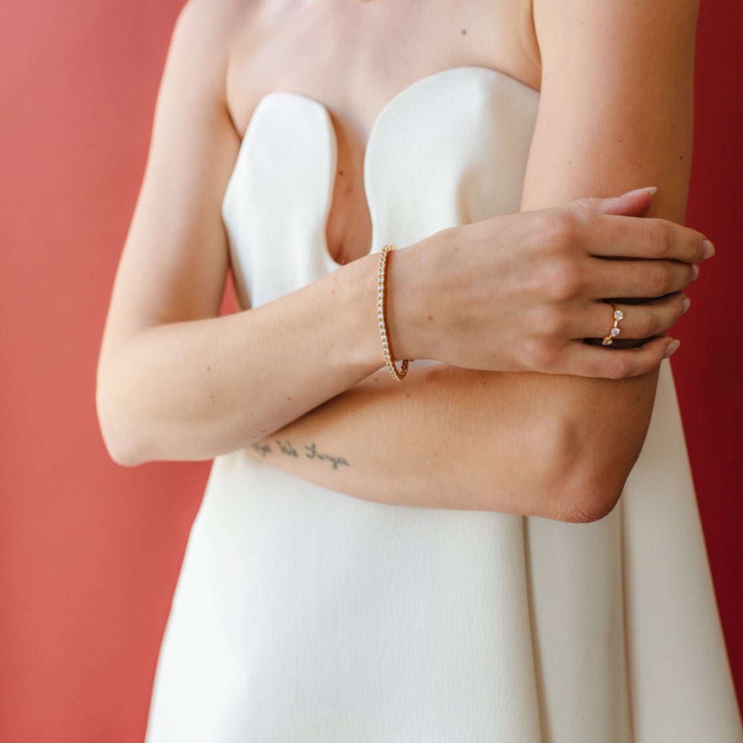 LUXE LOVE TENNIS BRACELET - CUBIC ZIRCONIA & GOLD 6.5 - 7.5" - SO PRETTY CARA COTTER