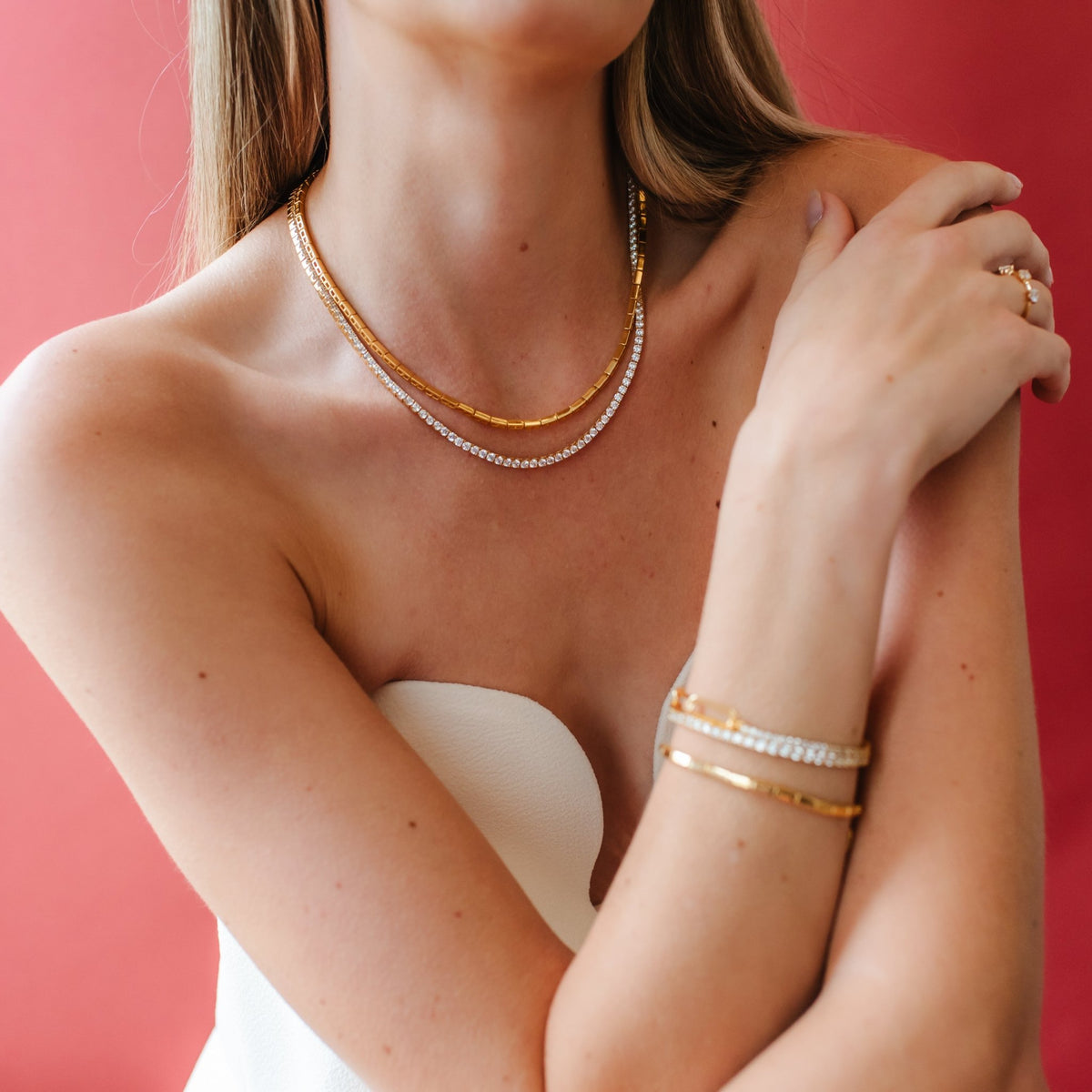 LUXE LOVE TENNIS NECKLACE CUBIC ZIRCONIA GOLD