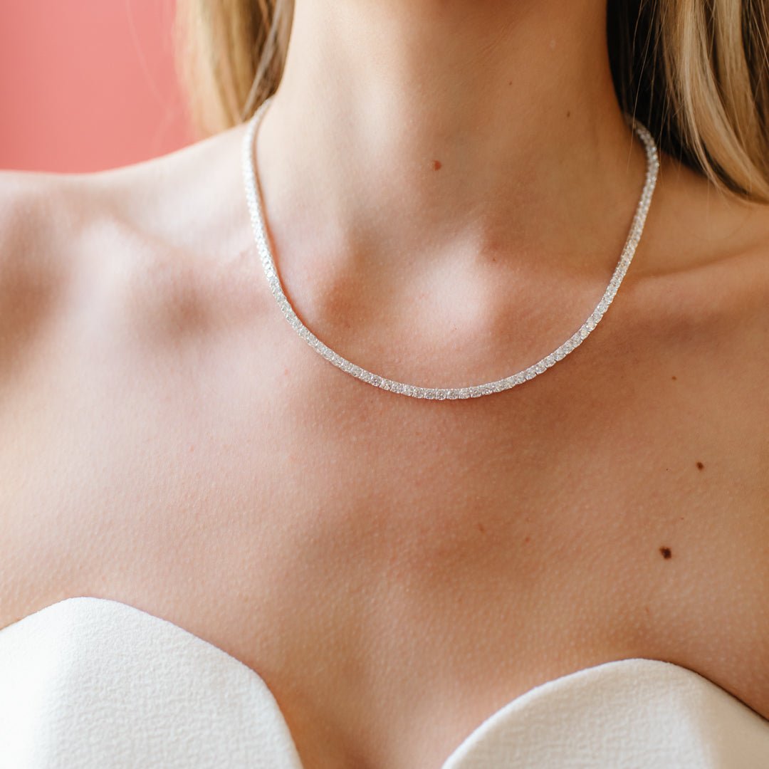 LUXE LOVE TENNIS NECKLACE - CUBIC ZIRCONIA & SILVER - SO PRETTY CARA COTTER