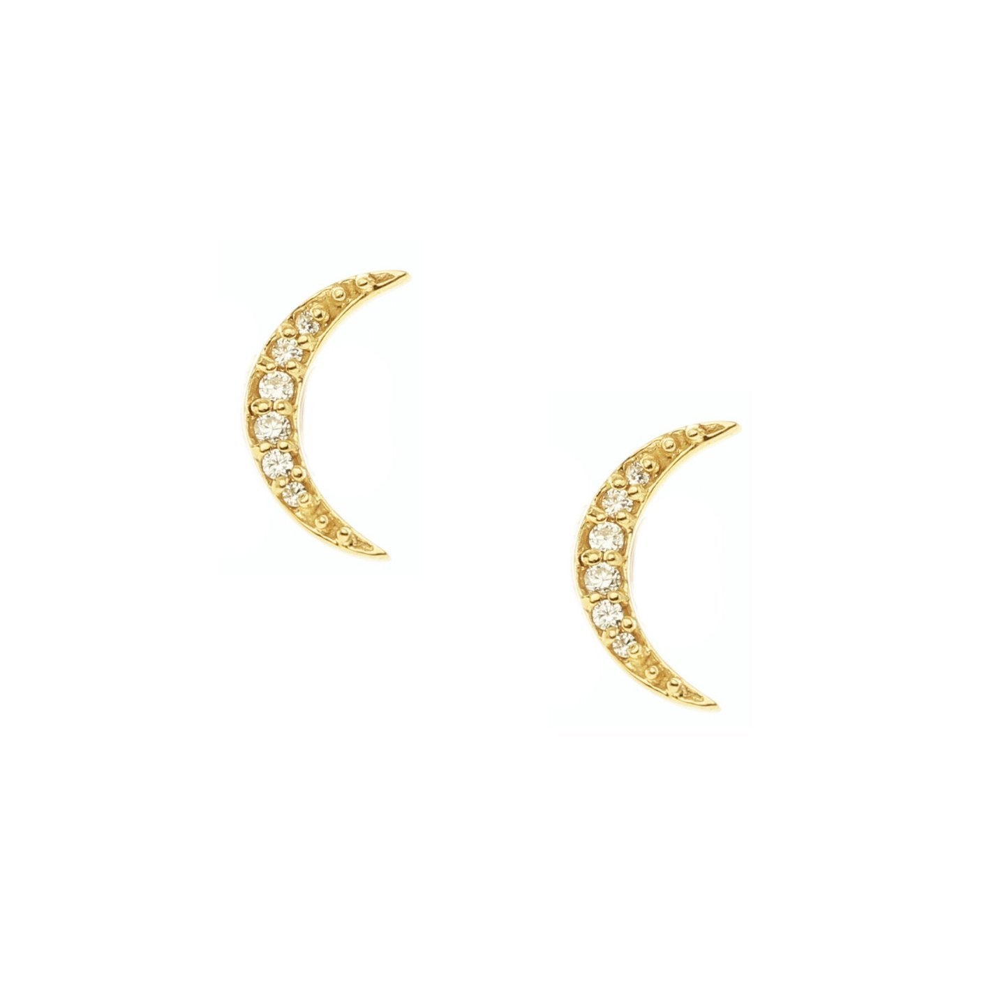 MINI DREAM LUNA STUDS - CUBIC ZIRCONIA & GOLD - SO PRETTY CARA COTTER