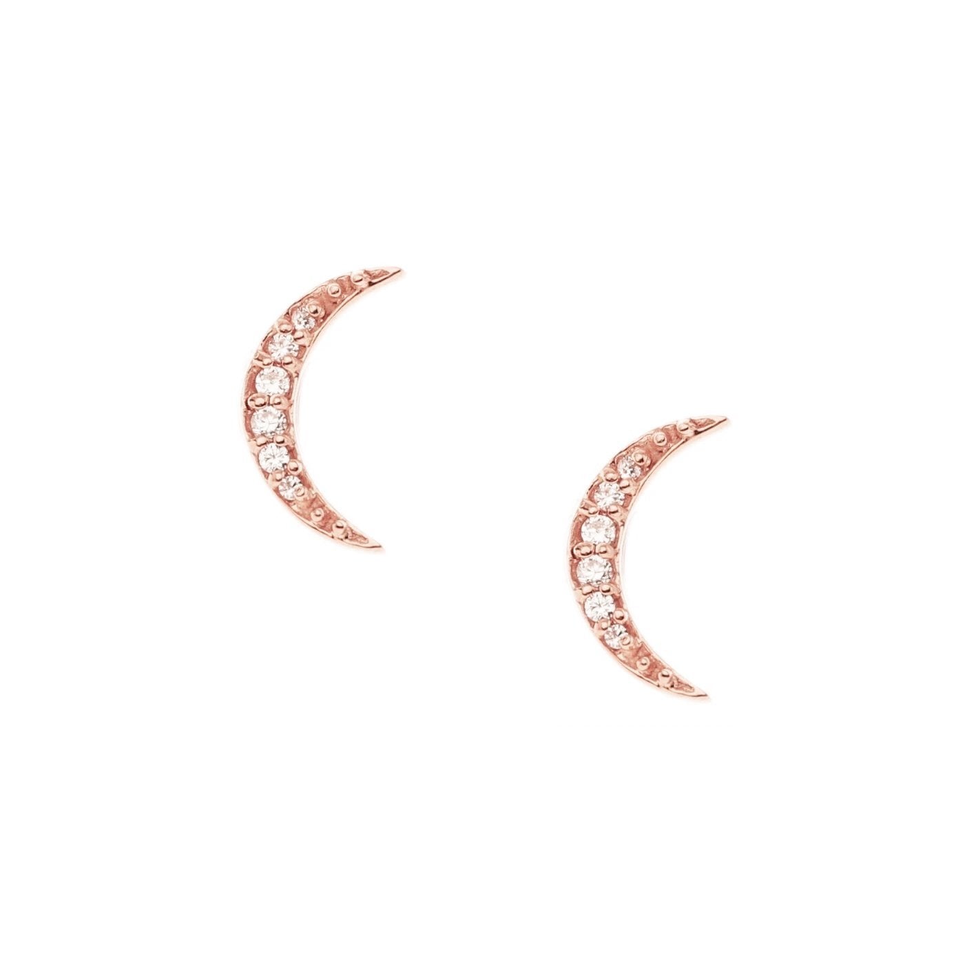 MINI DREAM LUNA STUDS - CUBIC ZIRCONIA & ROSE GOLD - SO PRETTY CARA COTTER