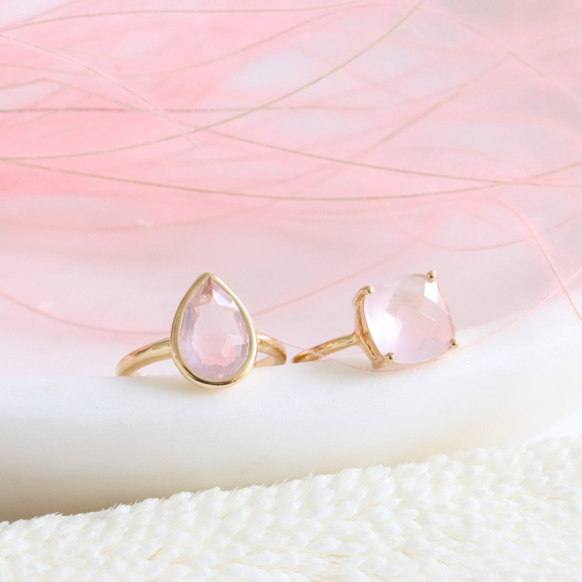 MINI HARMONY RING - PINK QUARTZ &amp; GOLD - SO PRETTY CARA COTTER