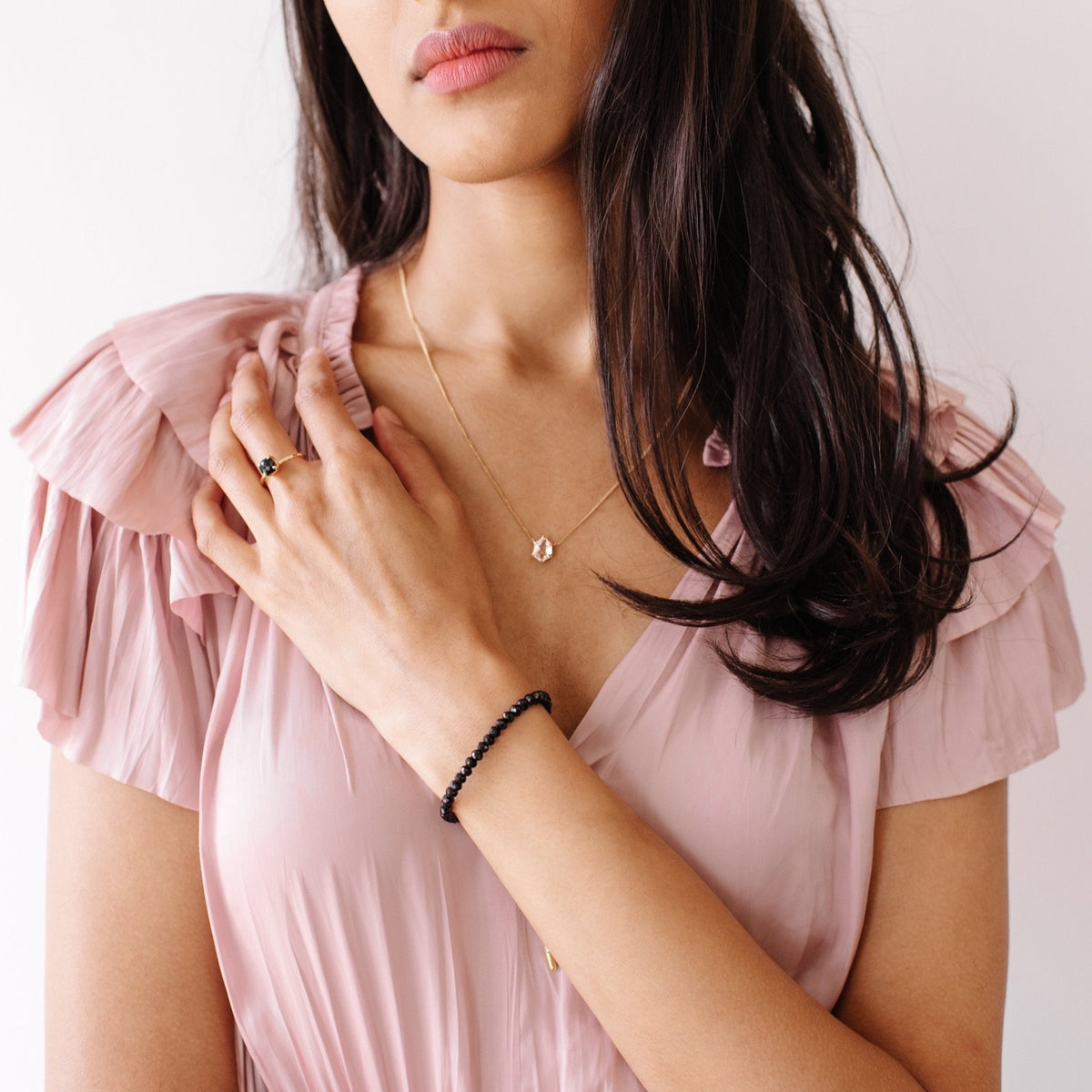 MINI HONOUR NECKLACE - WHITE TOPAZ &amp; GOLD - SO PRETTY CARA COTTER
