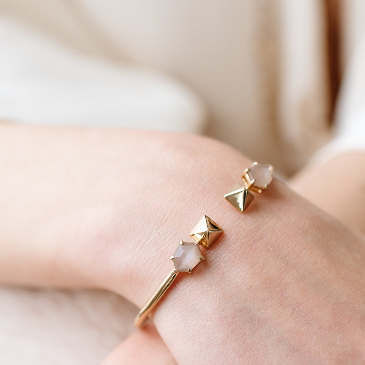 MINI HONOUR SHIELD CUFF - CHAI MOONSTONE &amp; GOLD - LIMITED EDITION - SO PRETTY CARA COTTER