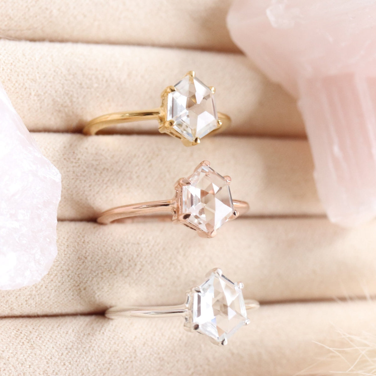 MINI HONOUR SHIELD RING- WHITE TOPAZ &amp; SILVER - SO PRETTY CARA COTTER