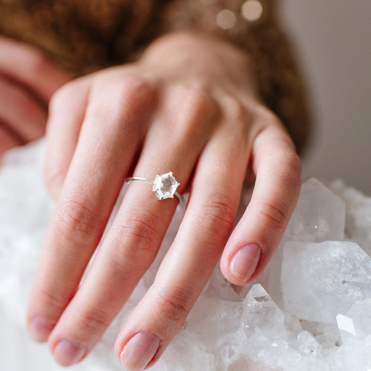 MINI HONOUR SHIELD RING- WHITE TOPAZ &amp; SILVER - SO PRETTY CARA COTTER