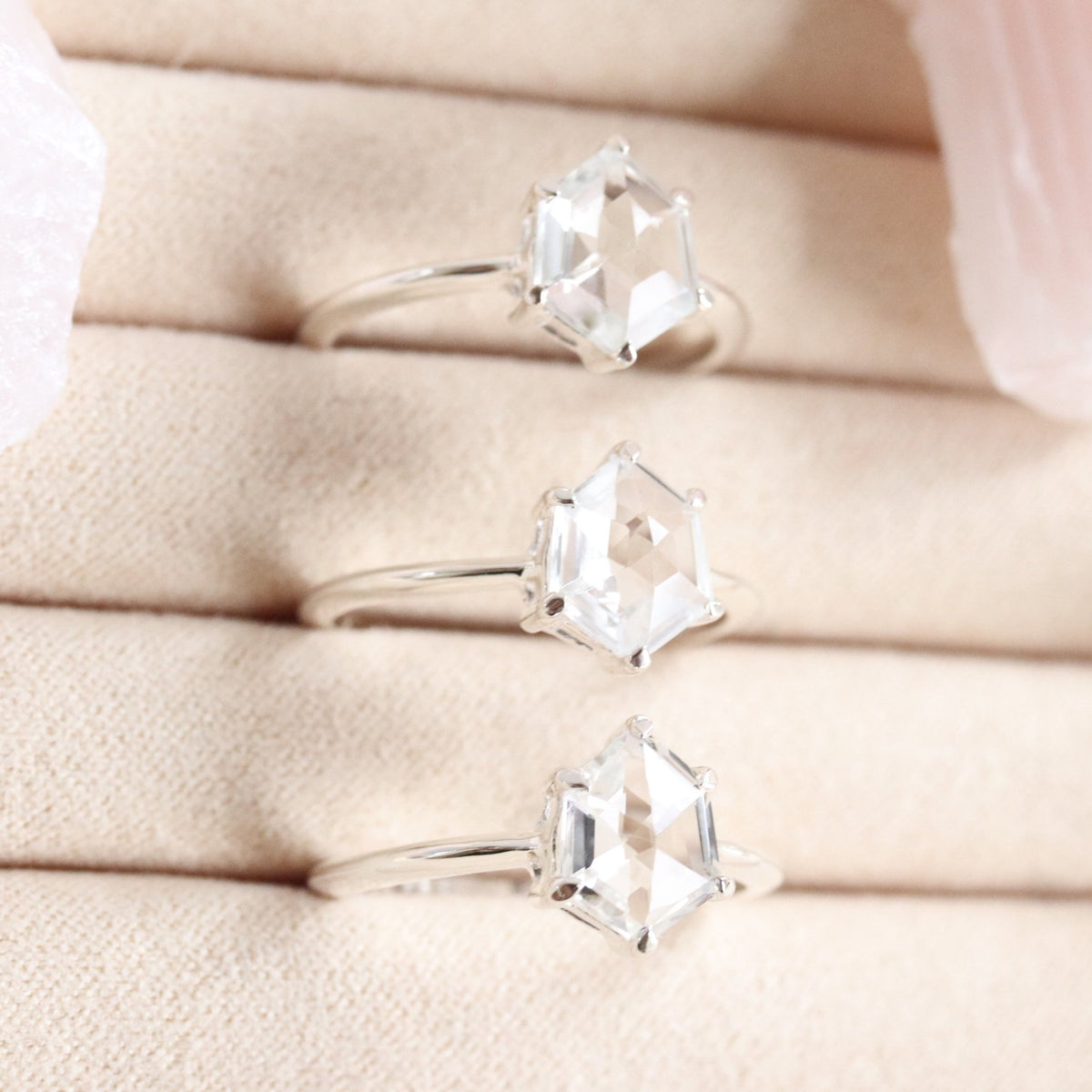 MINI HONOUR SHIELD RING- WHITE TOPAZ &amp; SILVER - SO PRETTY CARA COTTER