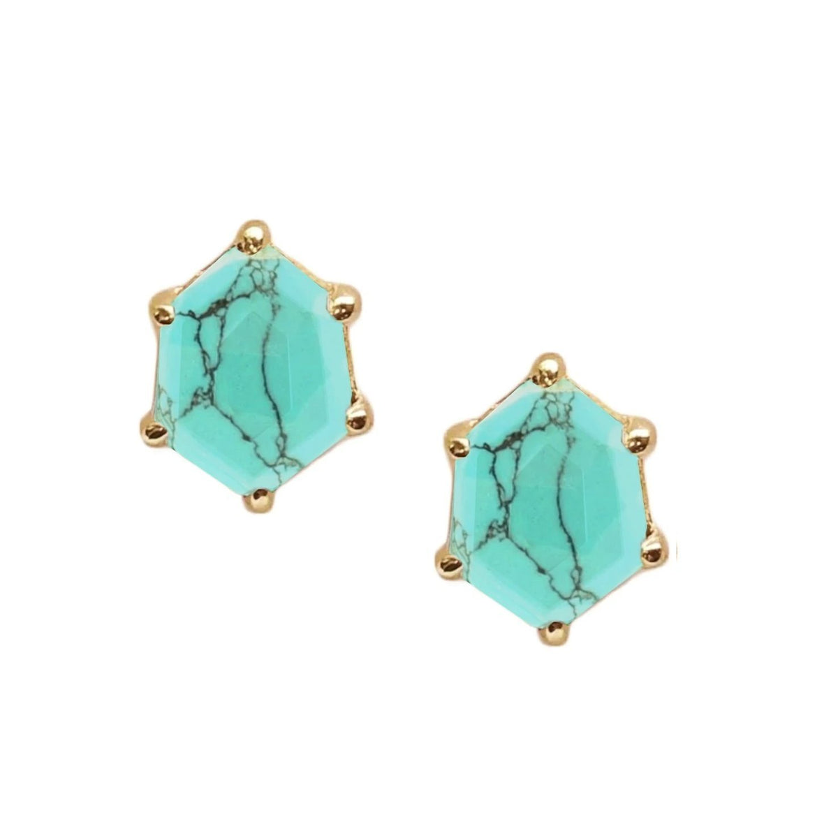 MINI HONOUR SHIELD STUD EARRINGS - TURQUOISE &amp; GOLD - SO PRETTY CARA COTTER